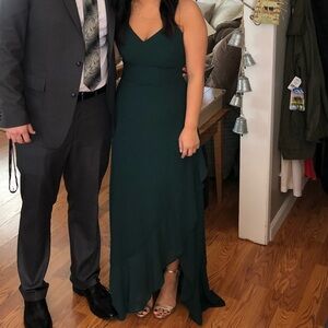 Lulus women’s wedding guest dress forest green